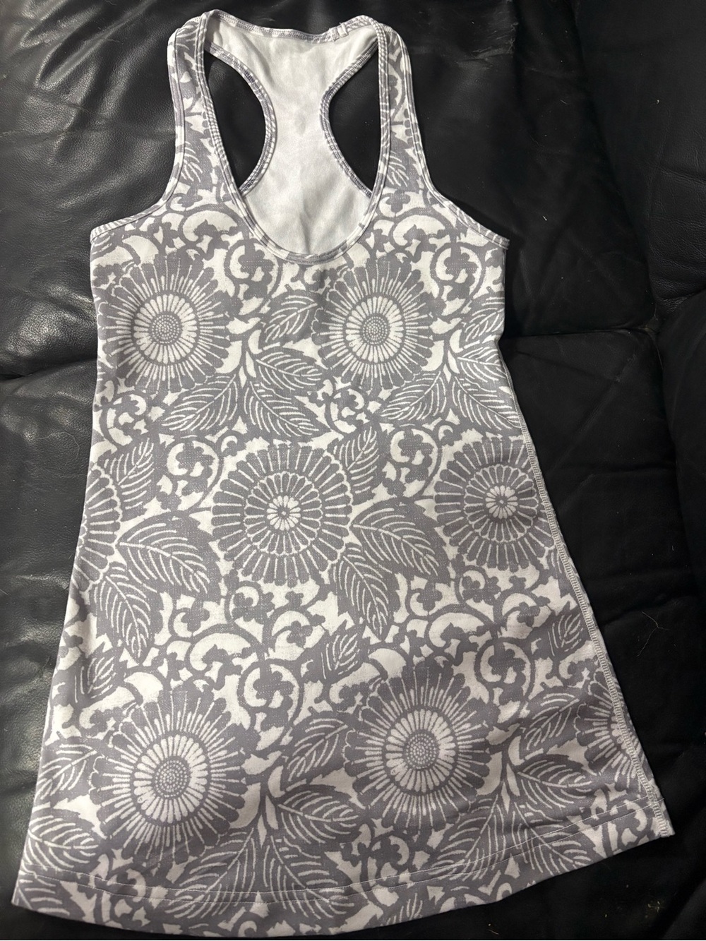 Lululemon Athletica Gray and White Floral Racerback Tank